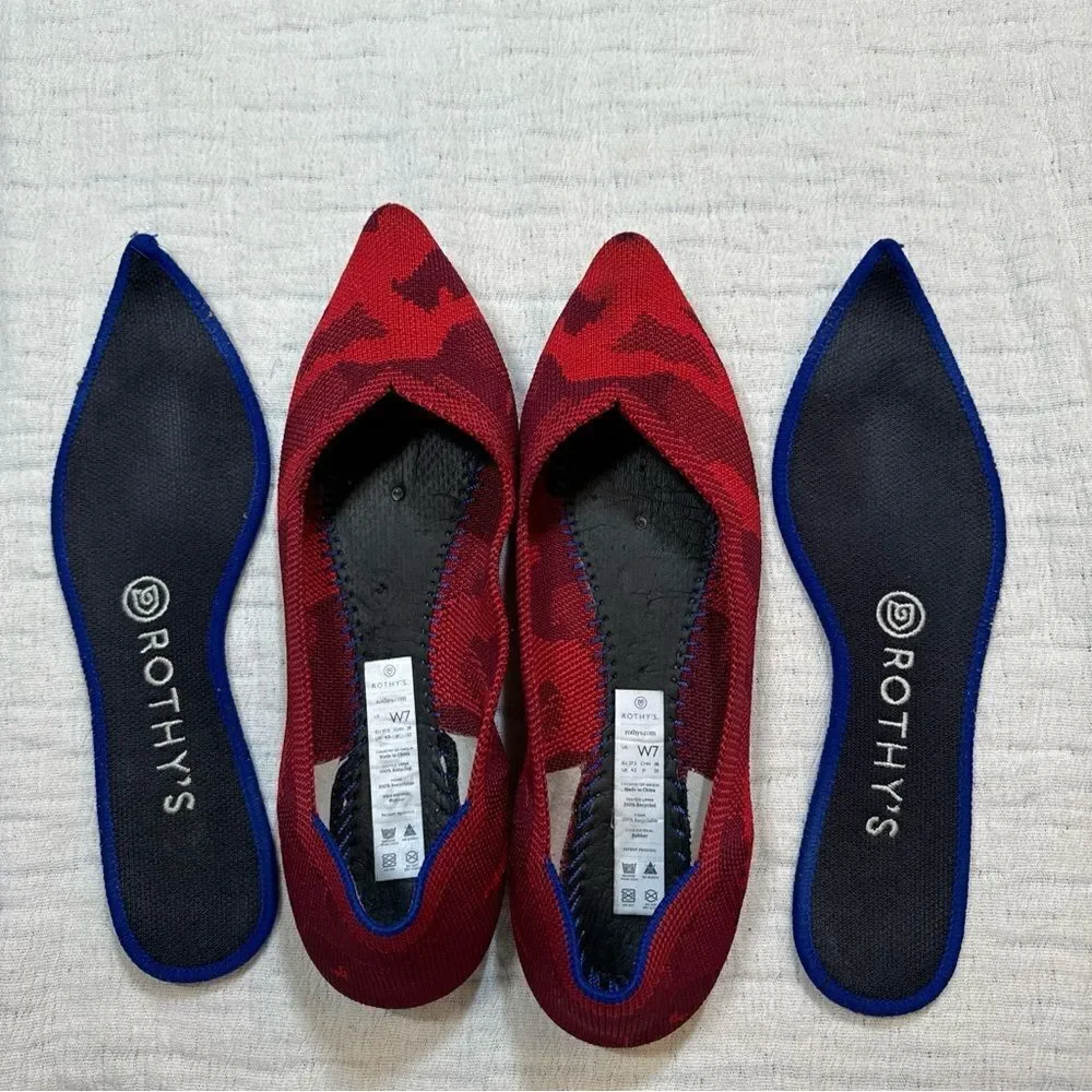 Rothy's The Point Red Camo Women's 7 Slip On Shoes